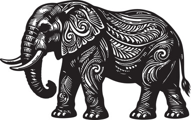 Obraz premium Ornate Tribal Elephant Side View Emblem