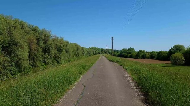 Riding on embankment next to the river Tisza between Algyo and Martely
