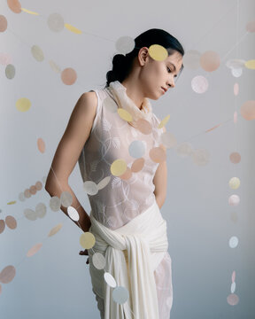 Minimalist portrait with pastel circles
