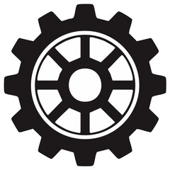 Obraz premium Cogwheel gear illustration in black and white, machinery and industrial design element
