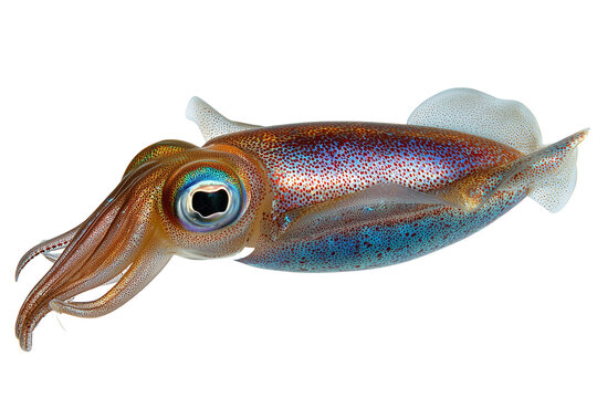Longfin inshore squid isolated on white background, Clipping Path, png
