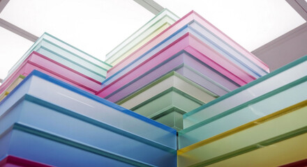 Naklejka premium Abstract composition of stacked colorful glass blocks