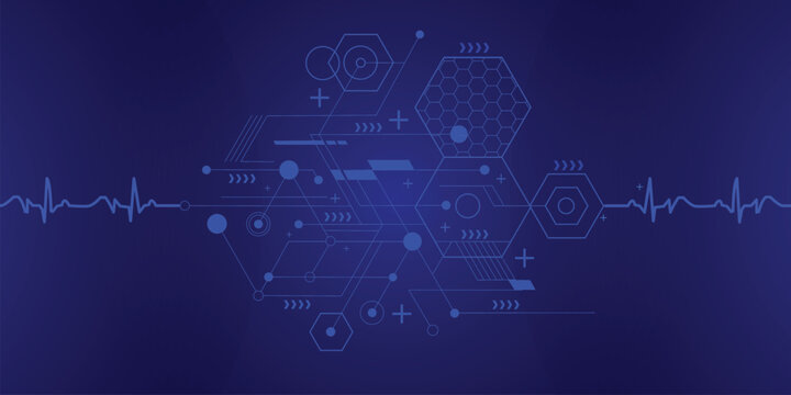 Geometric pattern with heartbeat lines blue vector illustration