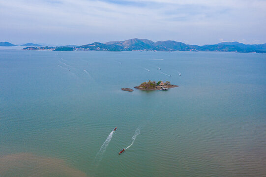 Aerial view clouds in the morning at Khao Fachi, Ranong Province.