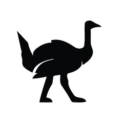 Fototapeta premium Black Emu or Ostrich Flightless Bird Silhouette Isolated on White