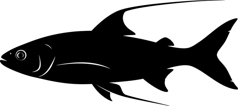 Silhouette illustration of a threadfin fish on white background.
