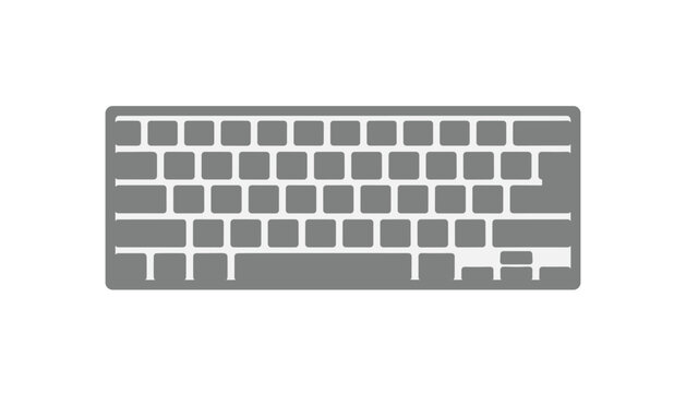 Computer keyboard top view icon representing office work, typing, gaming, or computer input devices isolated on a white background.