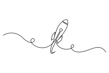 Obraz premium Rocket continuous line art representing business startup and financial growth conceptRocket continuous line art representing business startup and financial growth concept