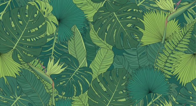 green leaves seamless pattern