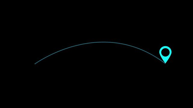 "Location Tracking and Navigation Route Between Starting Point and Destination Marker on Dark Background"