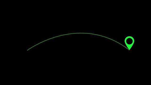 "Location Tracking and Navigation Route Between Starting Point and Destination Marker on Dark Background"