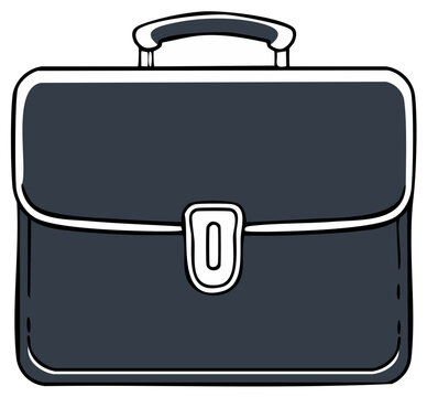 Classic Dark Briefcase With Handle and Clasp Illustration