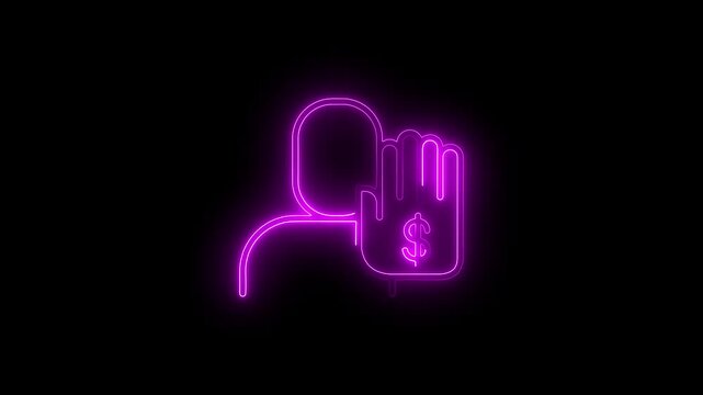 neon, glowing, finance, money, dollar, stop, refusal, payment, prohibition, business, economy, sign, symbol, hand, gesture, person, human, concept, financial, debt, bankruptcy, restriction, limit, cur