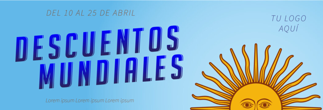 Banner Promo Mundial con sol de la bandera argentina editable
