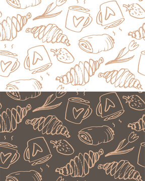 Summer vibes pattern background - trendy  hand drawn doodle lettering print.