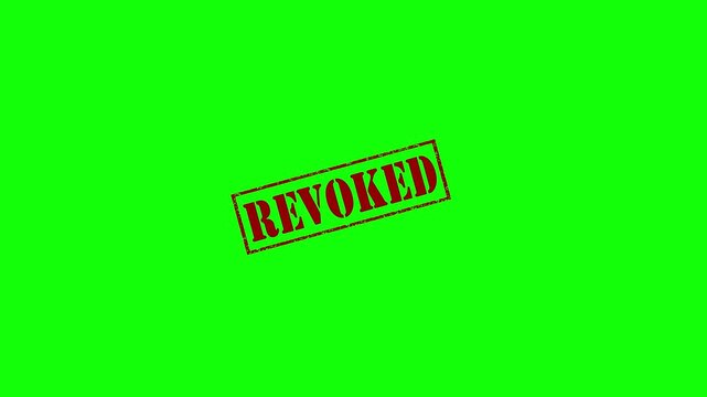 Revoked grunge red rubber stamp animation,False red square grunge stamp on background.