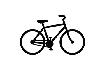 Fototapeta premium Bicycle Silhouette Icon – Minimalist Black and White Bike Vector Illustration