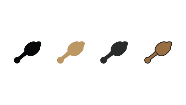 Four different colored chicken drumstick icons on white background
