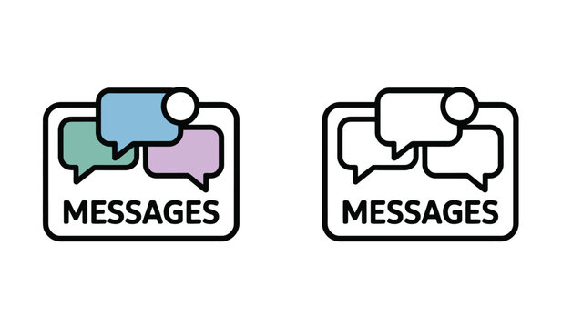 Message notification icon with speech bubbles and unread chat alert graphic signs.