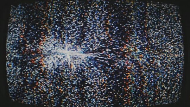 Retro TV Static and Test Pattern Glitch - Vintage Broadcast Signal Interference