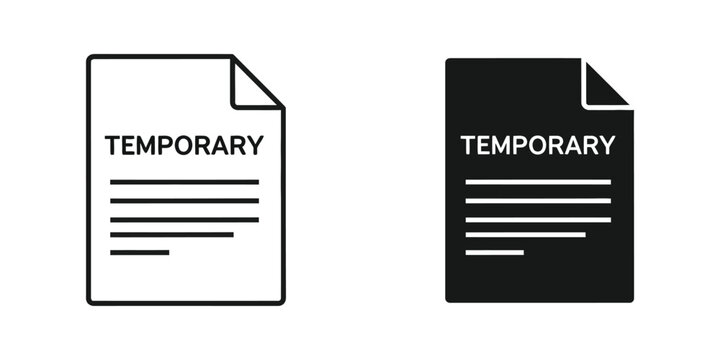 Two documents with the word TEMPORARY displayed on white and black backgrounds
