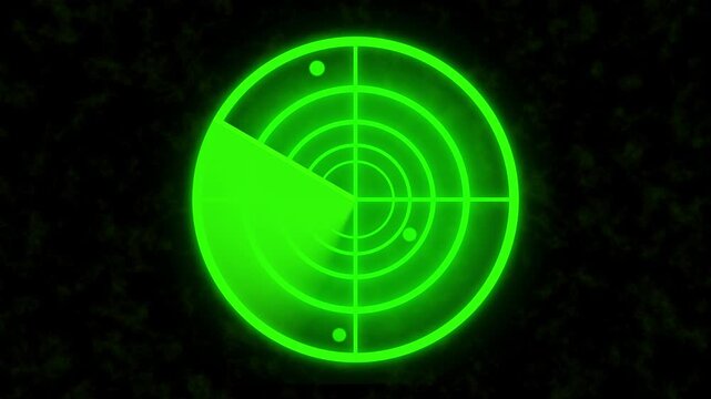 Digital rader searching system animation, rader Hud technology signal waves animated, on black background, rader searching security concept animation icon, signal waves, 4k loop animation