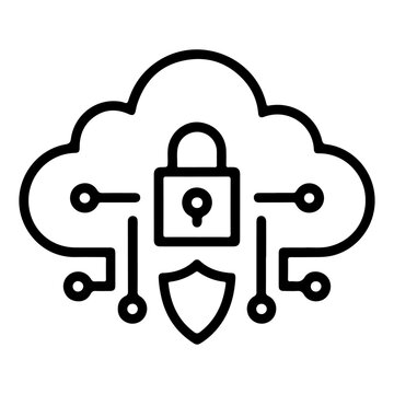 Secure Cloud Data Protection Line Icon Vector