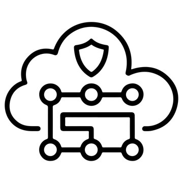 Secure Cloud Data Protection Line Icon Vector