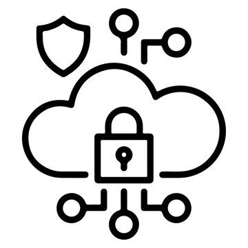 Secure Cloud Data Protection Line Icon Vector