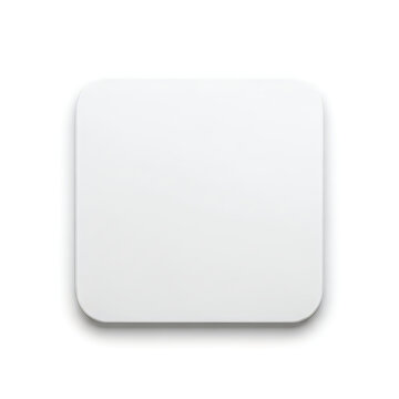 Blank white square app icon button with rounded corners isolated on white background