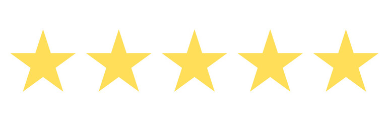 Obraz premium Five Star Rating Vector. Customer Review And Feedback Symbol. Premium Quality Evaluation Element. Golden Star Illustration Set