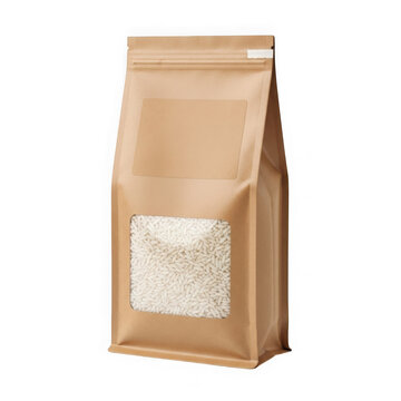 Brown paper bag of rice