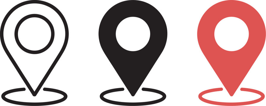 Map pin and location marker icon collection with GPS navigation symbols isolated vector pack featuring location pins, coordinates, waypoints and navigation indicators 