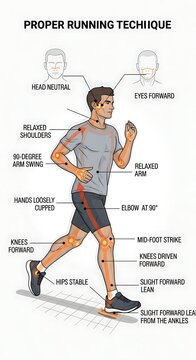 Athlete demonstrating proper running technique form.
