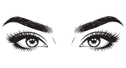 Fototapeta premium A black and white illustration of a woman's eyes isolated on white background