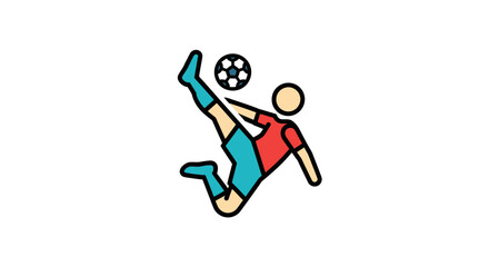 Obraz premium Soccer Player Kicking Ball in Mid-Air Action Shot.
