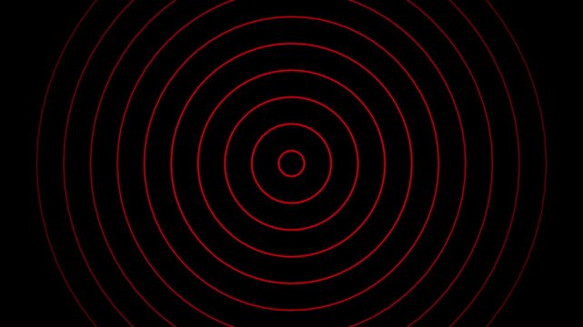 Red concentric circles pulsing animation, abstract geometric motion background
