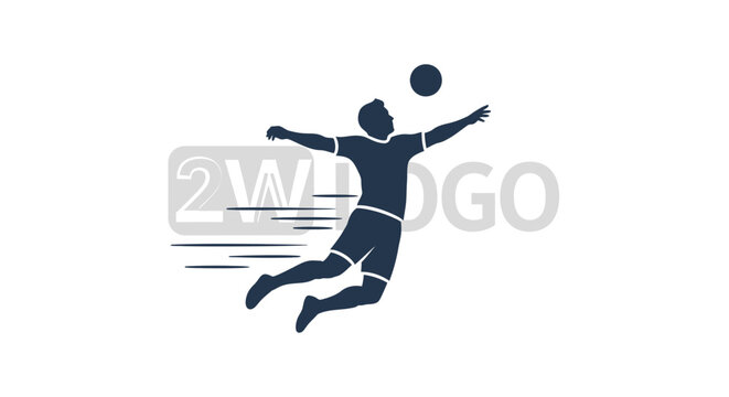 Volleyball Player Silhouette Jumping to Spike Ball.