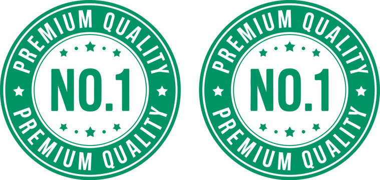 No 1 premium quality logo stamp green star quality emblem isolated vector collection for marketing seals, product badges, business branding and high quality guarantee visual identity systems.