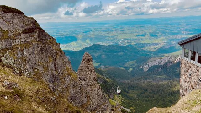 Cable car going to the Kasprowy Wierch summit in Tatra Park Poland