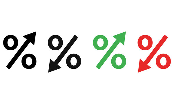 Percentage change icons set with arrows