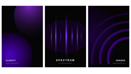 Fototapeta premium Abstract Purple Geometric Poster Set Minimalist Vector Cover Design for Modern Tech Business Branding