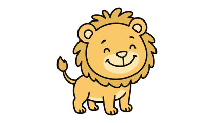 Smiling cartoon lion with big mane © rockbd
