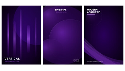 Fototapeta premium Abstract Purple Geometric Poster Set Minimalist Vector Cover Design for Business Presentation