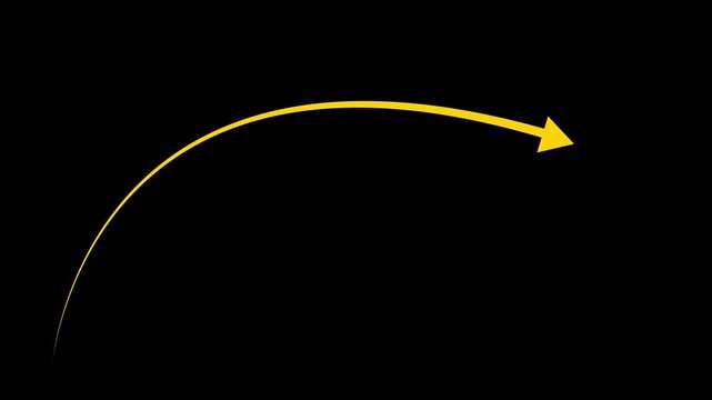 arrow still goes . yellow Arrow. Business cartoon animation. arrow rising transparent channel, business growth arrow and graph chart, Business line 4k video.