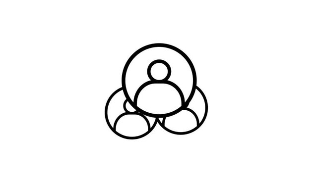 Networking black  line animation. Animated interconnected people icon. Professional network. Team synergy. Isolated illustration on Transition alpha video. Motion graphic