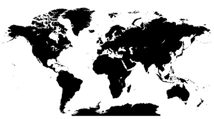 Fototapeta premium Black and white world map illustration continents silhouette