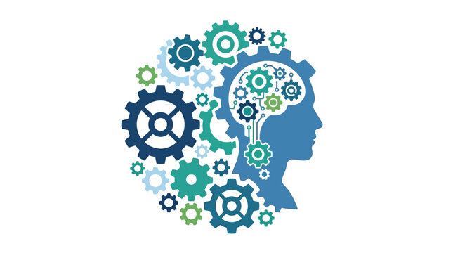 Creative thinking, mind concept, gear brain, innovative ideas, problem solving isolated on White Background ai