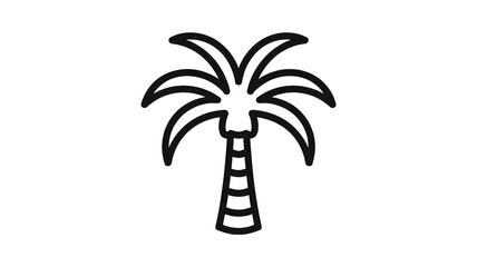 Obraz premium Simple black line art illustration of a tropical palm tree featuring a clean minimalist style on a white background surface