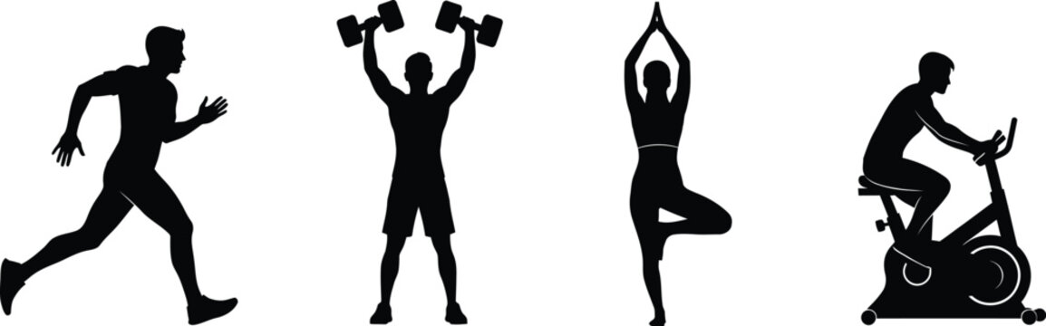 Fitness workout silhouette sports collection